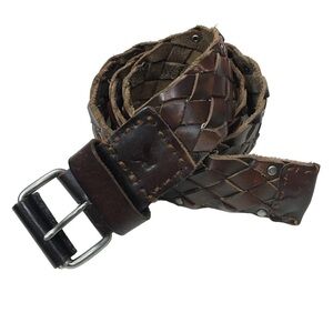 AMERICAN EAGLE Braided Leather Belt Stud Details Western Equestrian Rodeo S/M